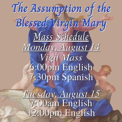 The Assumption Of The Blessed Virgin Mary Mass Schedule – Jesus Our ...